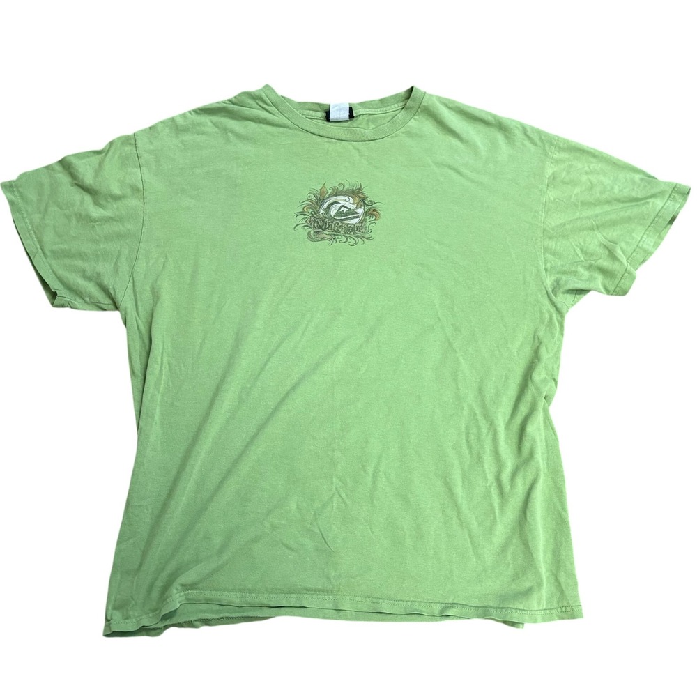 Vintage Y2K Quiksilver T Shirt Mens XL Green Surf Skate Back Hit Graphic Tee